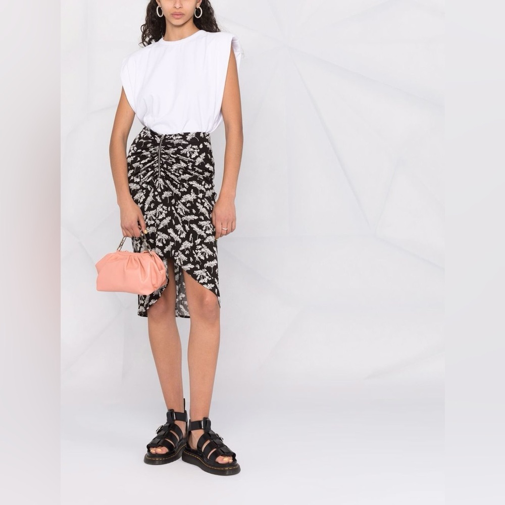 black white floral RAG & BONE Sabeen midi zip skirt -sz small - new with tags
